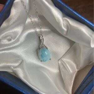 Larimar Pendant and Necklace Sterling Silver 20 inch Chain New in Box!